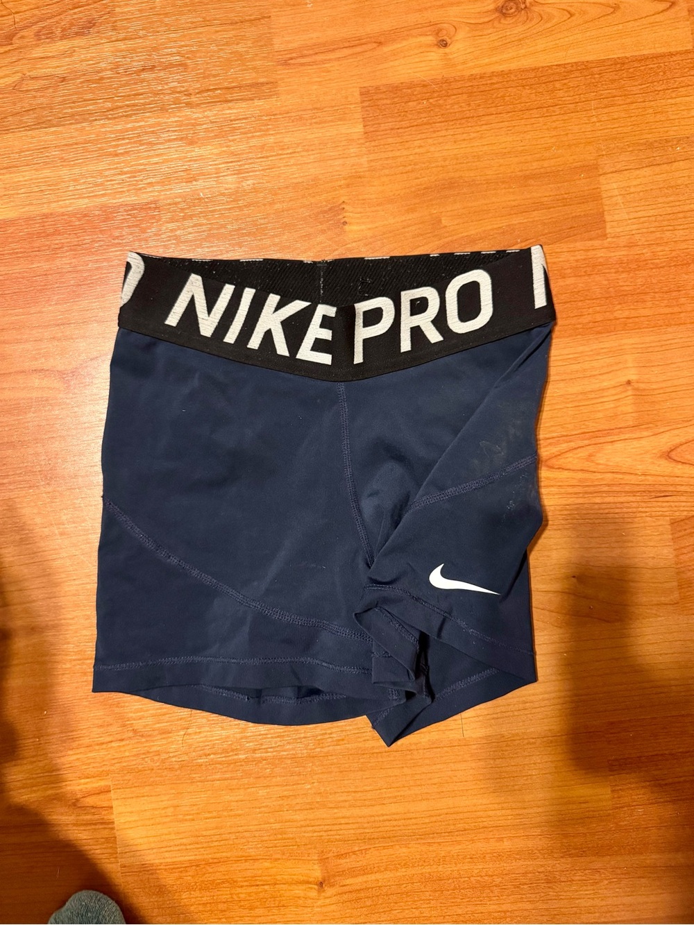 Nike Pro Navy Blue Women's Spandex Compression Shorts Thick Waistband